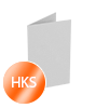 Klapp-Visitenkarten hoch 5/5 farbig mit einseitigem vollflächigem UV-Lack <br>beidseitig bedruckt (CMYK 4-farbig + 1 HKS-Sonderfarbe)