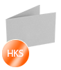 Klapp-Visitenkarten quer 5/5 farbig mit einseitigem vollflächigem UV-Lack <br>beidseitig bedruckt (CMYK 4-farbig + 1 HKS-Sonderfarbe)