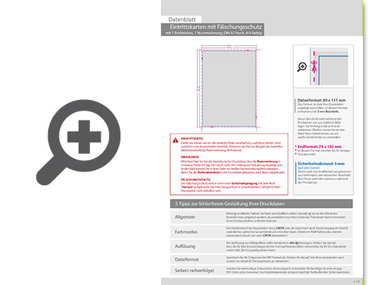 Product Bild eintrittskarte_mit_f__lschungsschutz_din_a7__mit_perforierung_und_1x_nummeriert_(4_4_beidseitig_bedruckt)